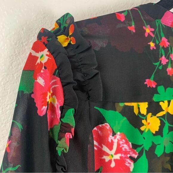 Cabi Black Floral Thespian Blouse M - Picture 4 of 10